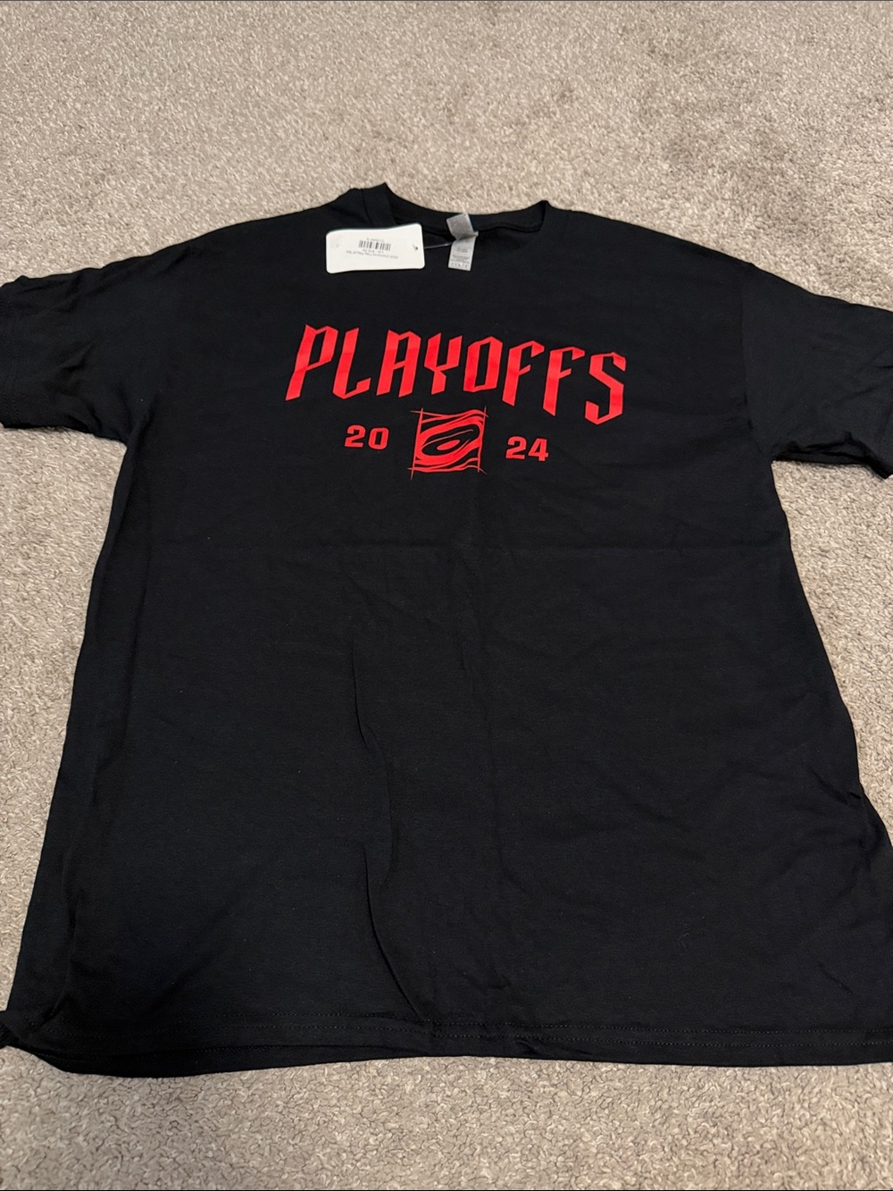 Carolina Hurricanes Cause Chaos Black "PLAYOFFS 2024" Graphic Tee with Red Print